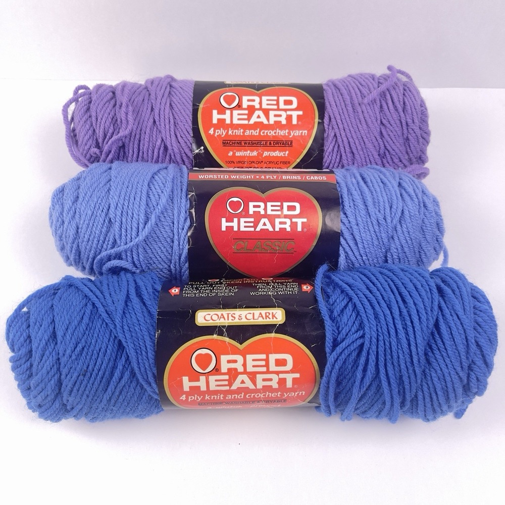 Red Heart Knitting and crochet yarn Lot of 3 Medium Worsted Acrylic